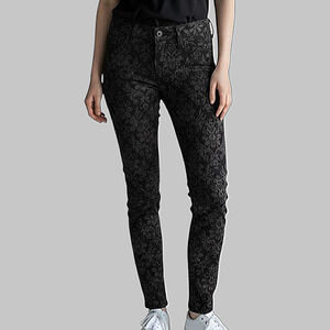 Free People Black Damask Jacquard Skinny Jeans